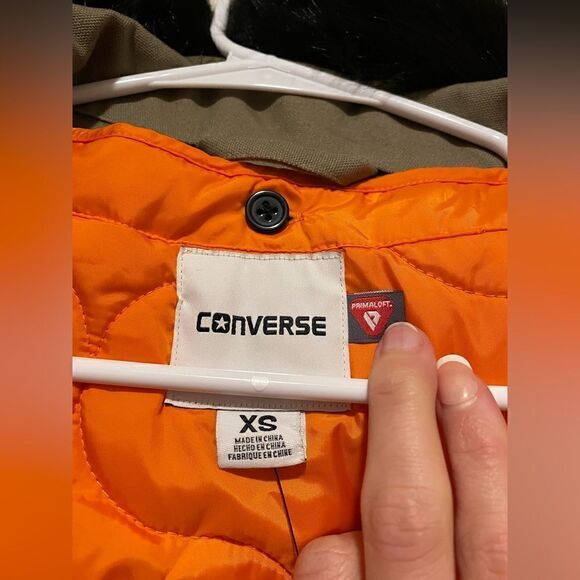 Converse Khaki Shield Storm Parka With Faux Fur Lined Hood - Picture 16 of 16